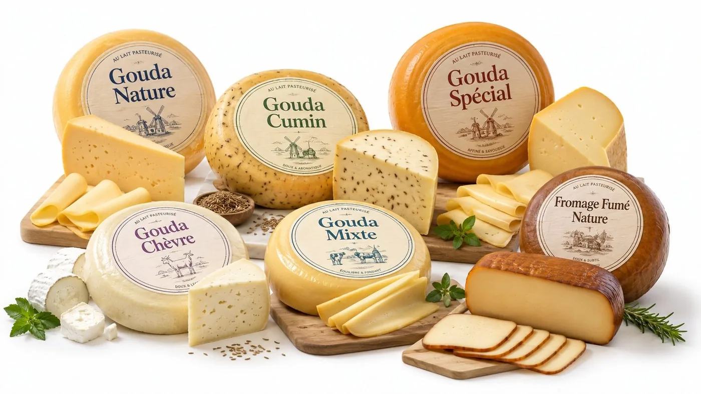 Fromages à Tiznit : Gouda, Emmental, Maasdam, Bleu