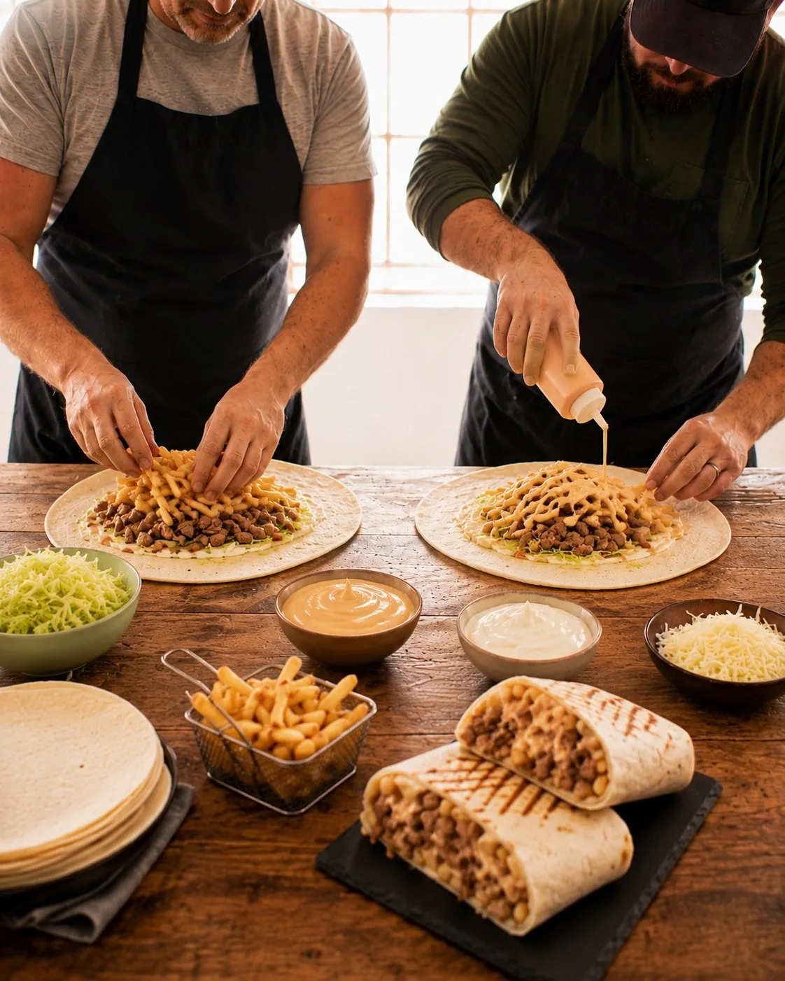 Préparation de tacos et frites au snack Dinde Express Tiznit